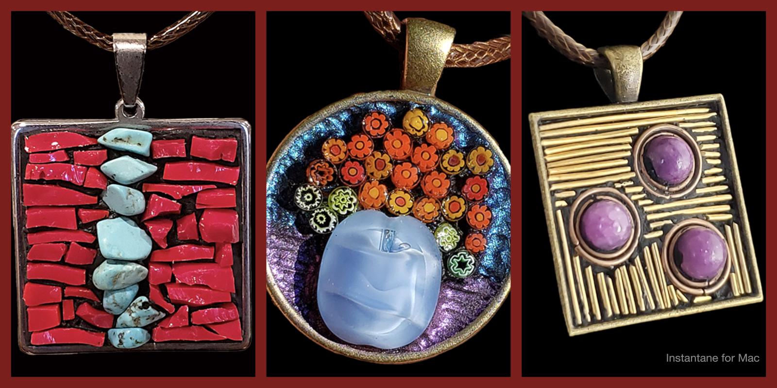 3 images of mosaic pendants